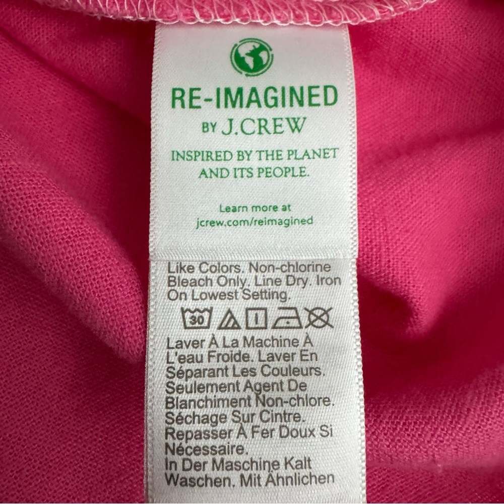 J. Crew Factory Pink Linen Blend Colorblock Ombre Ruffle Sleeve Dress Size 14 - Picture 14 of 15